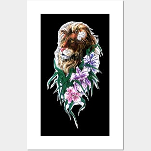 beautiful floral lion head Posters and Art